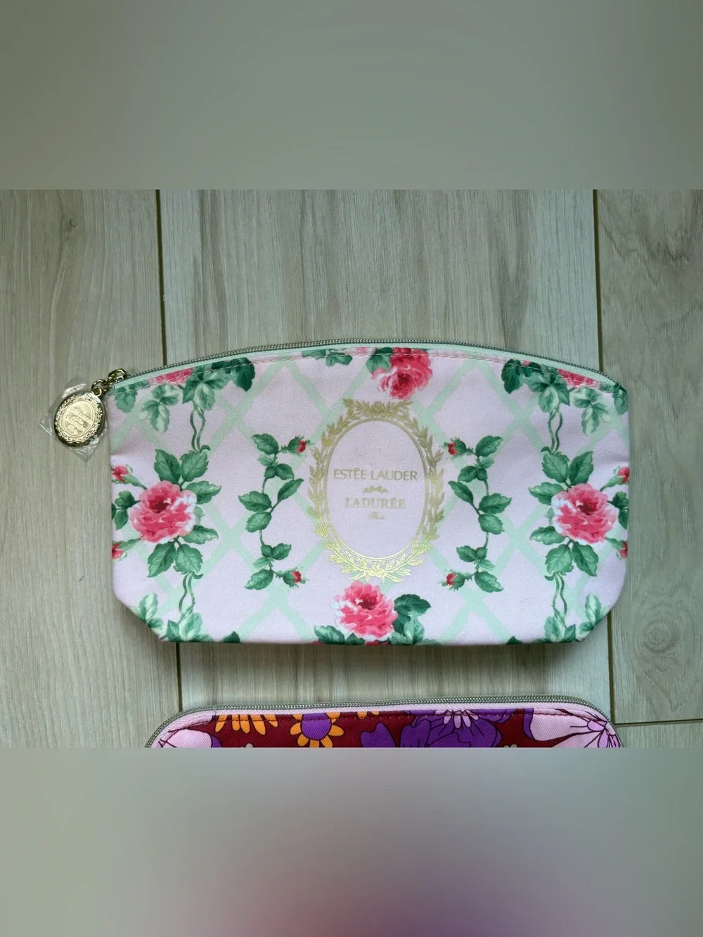Estée Lauder Cosmetic Bag Bundle x Ladurée Floral Makeup Pouches Travel Case Set